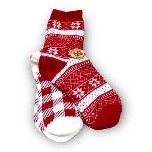 Muk Luks Women's Crew Socks (2 Pairs) - OS | Red